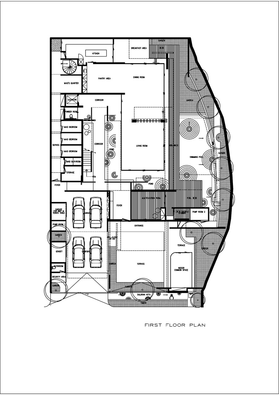Denah lantai pertama EL House dari Wahana Architects