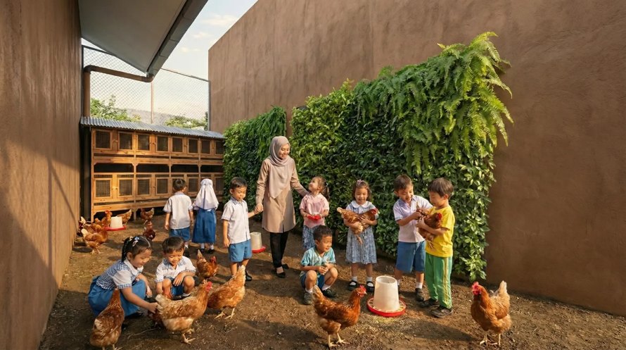 Zona pengenalan hewan di Harmony Montessori School
