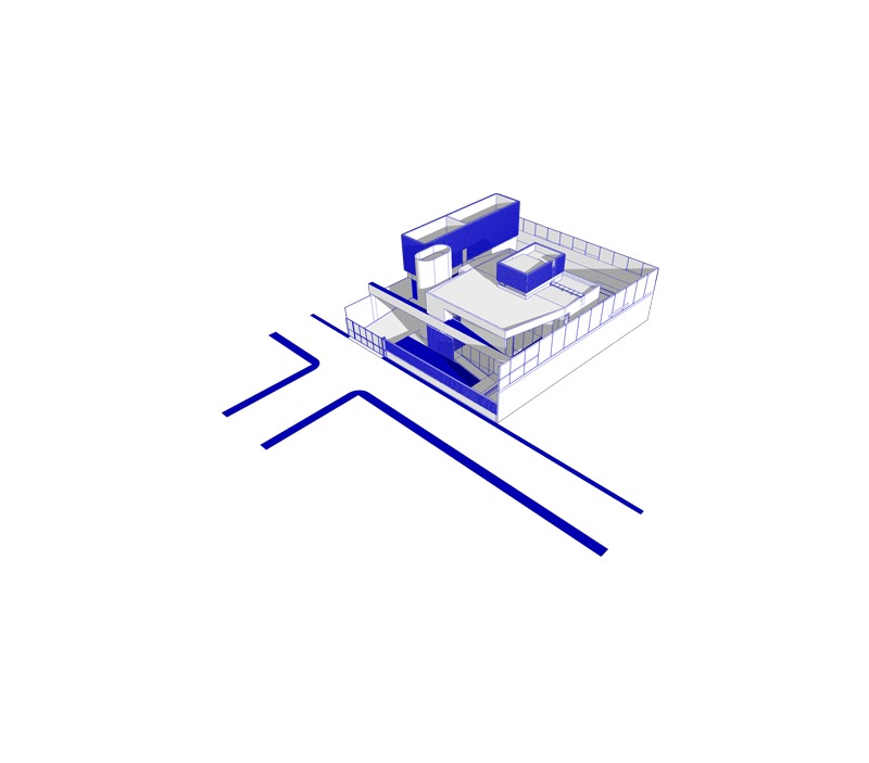 Diagram aksonometri massa RJH House dari dokumentasi resmi Wiyoga Nurdiansyah